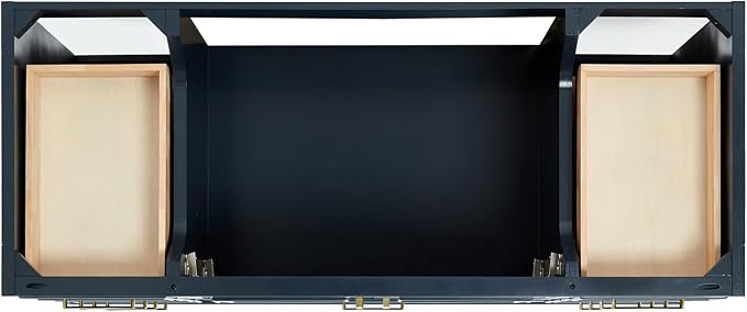 DKB Langford 54-inch Midnight Blue Bathroom Vanity with Center Rectangle Single Sink, Italian Carrara Marble Countertop & Backsplash, Solid Wood Frame, Soft-Closing & Dovetail Drawers