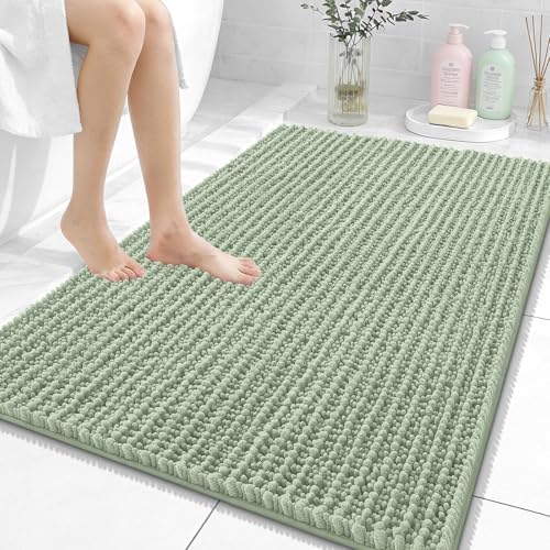 OLANLY Large Bathroom Rugs 40x32, Thick Soft Absorbent Chenille Bath Rugs