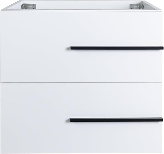 Bathroom Vanity no Sink 24" Designer Floating Bathroom Vanity with Fluted Drawers - Modern Wall Mounted Storage Cabinet, Black Handles & Soft-Close Drawes for Small Space Luxury (White)