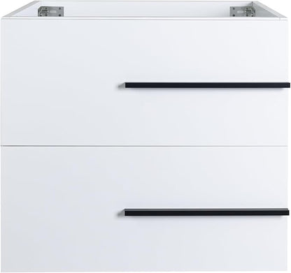 Bathroom Vanity no Sink 24" Designer Floating Bathroom Vanity with Fluted Drawers - Modern Wall Mounted Storage Cabinet, Black Handles & Soft-Close Drawes for Small Space Luxury (White)