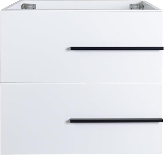 Bathroom Vanity no Sink 24" Designer Floating Bathroom Vanity with Fluted Drawers - Modern Wall Mounted Storage Cabinet, Black Handles & Soft-Close Drawes for Small Space Luxury (White)