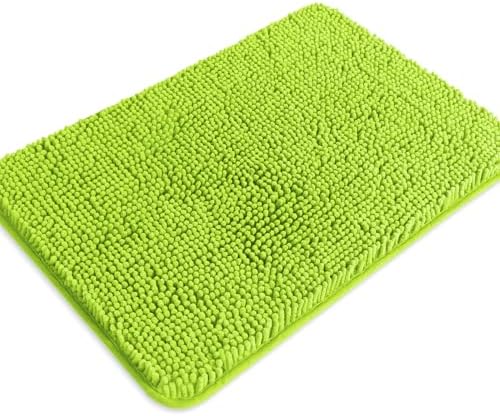 Lime Green Bathroom Rugs – Absorbent and Washable Bath Mat, Non-Slip, Thick Soft Chenille Bath Rugs for Bathroom Floor, Shower, Sink - 17" x 24"