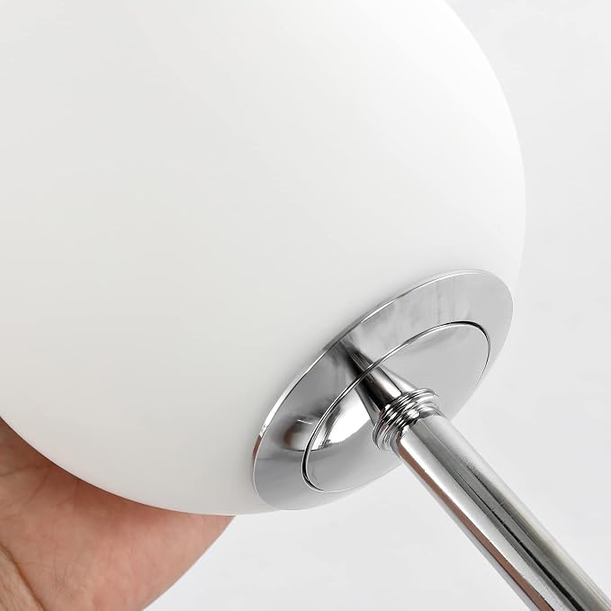 Modern Wall Sconce 2-Lights Industrial Mid Century Bathroom Vanity Wall Light with White Globe Glass Lampshade Brushed Chrome Finished Lighting Fixture (Chrome Color)