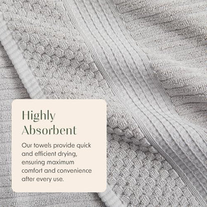 Springtree Home 100% Cotton Hand Towel Set | 6-Pack | Textured | Grey