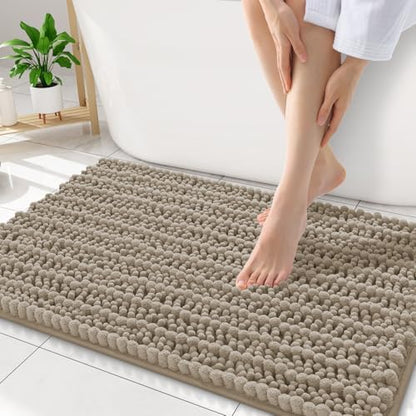 Smiry Bathroom Rugs 34X21, Extra Soft Rubber Backing Chenille Bath Mats