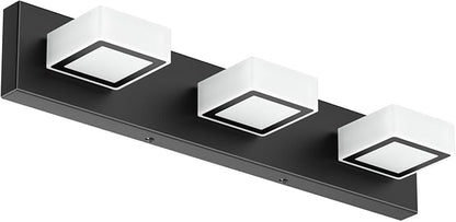 Ralbay Black Bathroom Vanity Lights 24inch Metal Acrylic LED Modern Bathroom Wall Lighting Fixtures Over Mirror Matte Black (White Light 6000K, Non-dimmable)