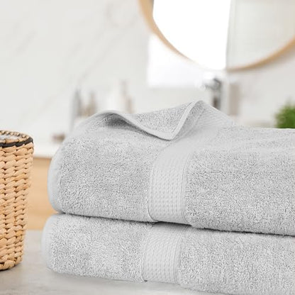 SUPERIOR Egyptian Cotton Pile Heavyweight Bath Sheet, 2 Piece Set, Silver