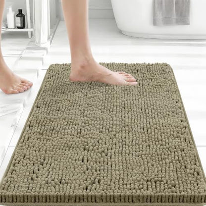 Bcoimo Small Bath Rug Mat,24x17 Chenille High Absorbent Latte Bathroom Mats