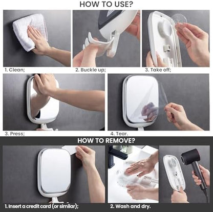 TAILI Shower Mirror Fogless for Shaving,Fogless Mirror for Shower with Tray