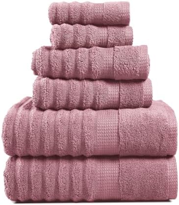 LANE LINEN Bath Towel Set Absorbent Quick Dry 100% Cotton - Wishful Mauve