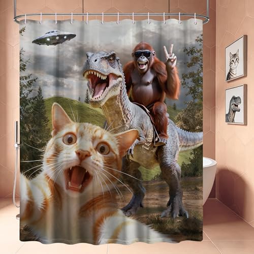 Funny Orange Cat Shower Curtain, 70x72 in