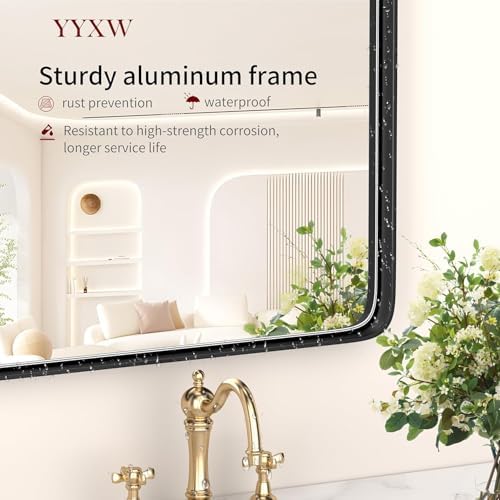 48" x 36" Large Black Bathroom Mirrors for Over Sink