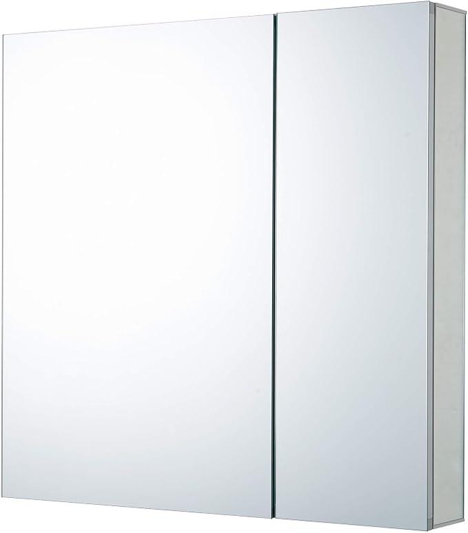 Bathroom Medicine Cabinet, Aluminum, Recessed/Surface Mount, 30" x 30", Right/Left Hinged, Mirrored Interior