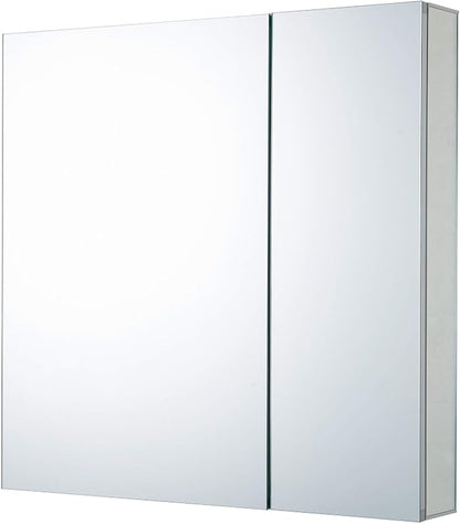 Bathroom Medicine Cabinet, Aluminum, Recessed/Surface Mount, 30" x 30", Right/Left Hinged, Mirrored Interior