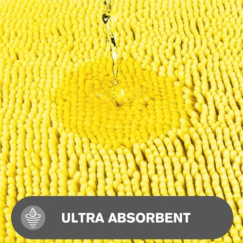 Yellow Bathroom Rug – Absorbent and Washable Bath Mat, Non-Slip, Thick Soft Chenille Bath Rugs for Bathroom Floor, Shower, Sink - 26" x 44"