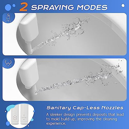 SAMODRA Ultra-Slim Hygienic Bidets Attachment for Existing Toilets - Adjustable Fresh Water Pressure Dual Nozzle (Frontal & Rear Wash) Easy to Install, Black