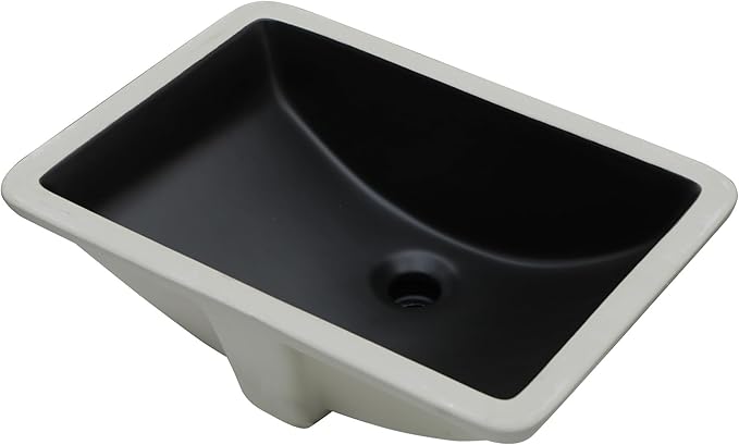 Undermount Bathroom Sink 20 x 14 inch Black Vessel Sink Rectangular Modern Ceramic Rectangle Vanity Art Basin with Overflow