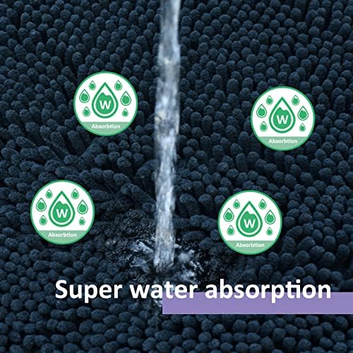 Run Helix Black Bathroom Rug Set Extra Soft Bath Rugs for Bathroom 3 Piece Bathrom Set Anti-Slip Bath Mats Soft Plush Chenille Shaggy Mat Living Room Bedroom Mat Floor Water Absorbent Floor Mat