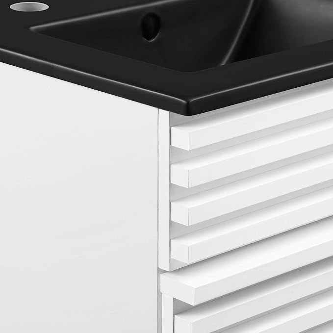 Modway Render 18" Bathroom Vanity With Sink in White Black