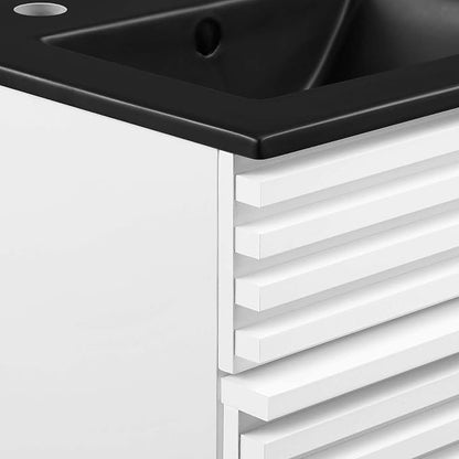 Modway Render 18" Bathroom Vanity With Sink in White Black