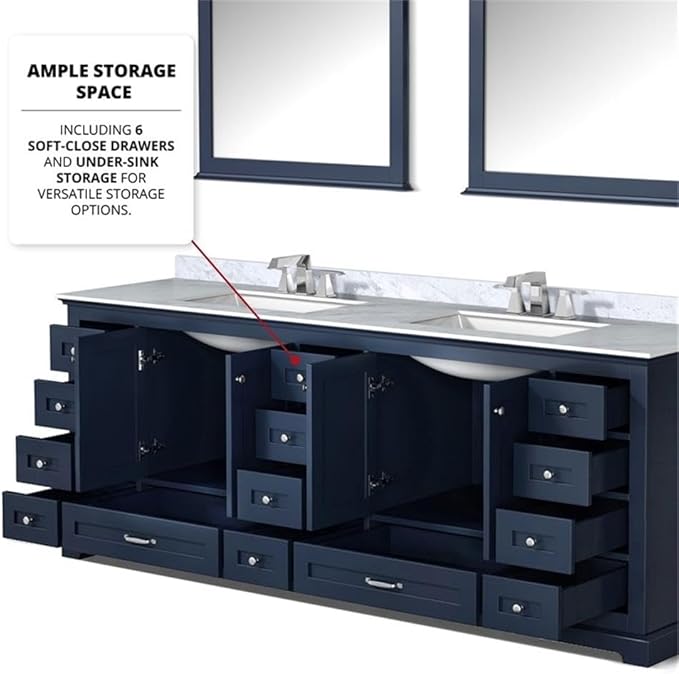 Dukes 84 in. W x 22 in. D Navy Blue Double Bath Vanity