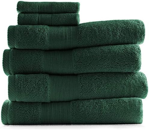 Hearth & Harbor Bath Towels for Bathroom - 100% Ring Spun Cotton Luxury Bathroom Towels - Ultra Soft & Highly Absorbent, Bath Towels Set of 6 - Hunter Green