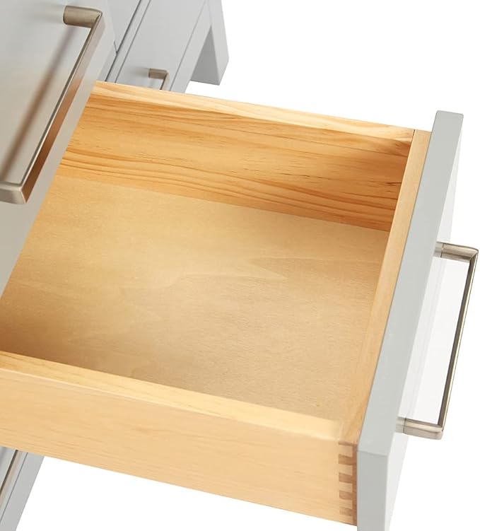 ARIEL Cambridge 36-inch Bathroom Vanity Base Cabinet,Solid Wood, 2 Soft Closing Doors, 5 Dovetail Drawers, Grey