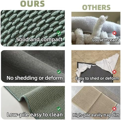 TYUU Large Bathroom Rugs Non Slip Washable Bath Rugs Super Absorbent Bathroom Rug Thin Quick Dry Low Pile Bath Mats, Sage Green 36"x48"