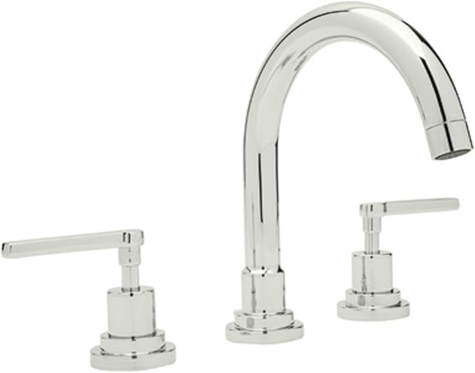 Rohl A2228LMPN-2 Lombardia C-Spout Widespread Bathroom Sink Faucet with Lever Handles, Polished Nickel
