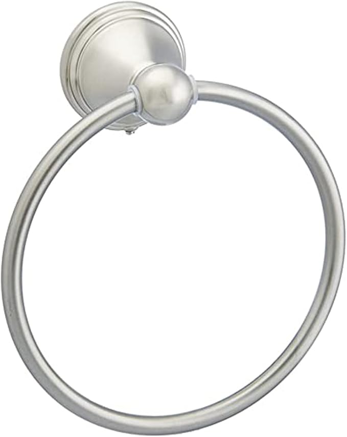 Amazon Basics 5 Piece Bathroom Hardware Set, Satin Nickel, Towel Bar, Toilet Paper Holder, Towel Ring, Robe Hook, AB-BR817-SN