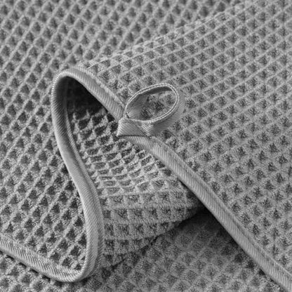 Microfiber Waffle Bath Towels, 4 Pieces, Soft, Absorbent, Fast Drying, Lint Free 430 GSM (27''x55''/68.58 cm x139.7 cm) (Gray+Champagne)