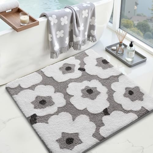LUMI Square Bathroom Rug 26x26, Soft Absorbent Bath Mat, Non Slip