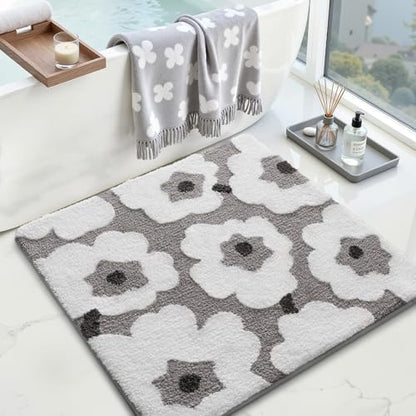 LUMI Square Bathroom Rug 26x26, Soft Absorbent Bath Mat, Non Slip