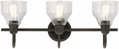 Kichler Lighting 45973NBR Avery - 3 Light Bath Vanity Approved for Damp Locations - with Vintage Industrial Inspirations - 9.25 inches Tall by 24 inches Wide, Finish Color: Natural Brass