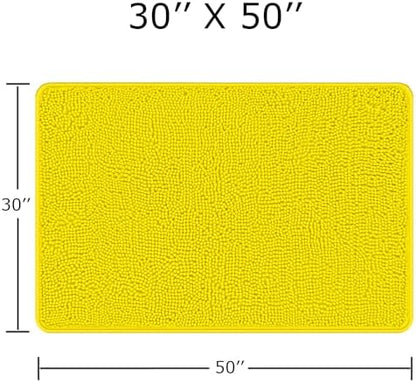 Yeaban Chenille Yellow Bathroom Rug 30"x50",Non-Slip Rubber Backing