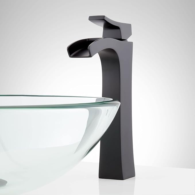 Signature Hardware 477033 Vilamonte 1.2 GPM Vessel Single Hole Bathroom Faucet with Metal Lever Handle and Pop-Up Drain Assembly | Includes - Metal Lever Handle and Pop-Up Drain Assembly - Matte Black