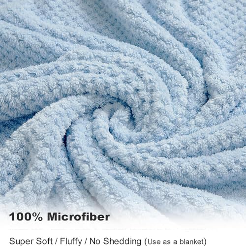 8-Piece Bath Towel Set, 2 Extra Large Bath Towel Sheets, 2 Hand Towels and 4 Washcloths - Highly Absorbent Quick Dry Microfiber,Ultra Soft Towel Set for Bathroom, Waffle Weave Design, Pack of 8(Blue)