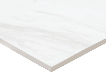 Daltile Perpetuo 12" x 24" Marble Look Ceramic Multi-Geometric Wall Tile in Satin Timeless White for Kitchen Backsplashes, Living Room or Bathroom Walls | (8 PC Per Carton) (15.52 SQFT Per Carton)