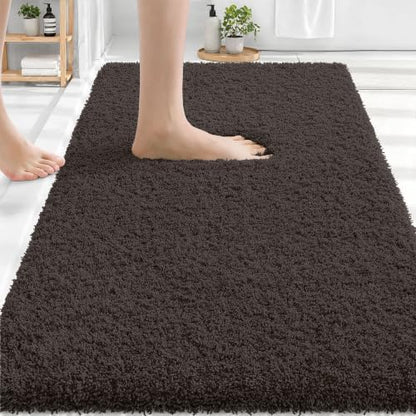 OLANLY Microfiber Bathroom Rugs 30x20, Ultra Soft Bath Mat, Dark Brown