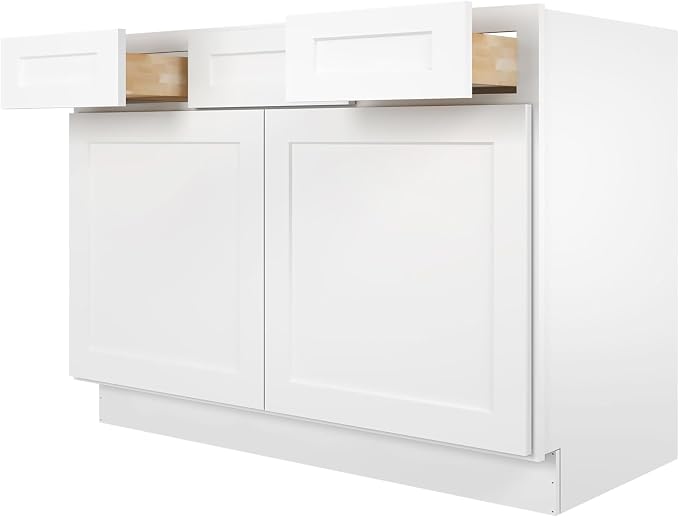 Furinno Shaker 2-Drawer Bath Vanity Cabinet Without Top, Ready to Assemble, 21 D x 48 W x 34.5 H, White