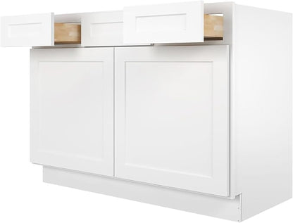 Furinno Shaker 2-Drawer Bath Vanity Cabinet Without Top, Ready to Assemble, 21 D x 48 W x 34.5 H, White