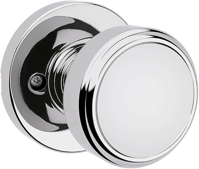 Kwikset Maven Dummy Door Knob, Single Sided Handle for Closets, French Double Doors, and Pantry, Polished Chrome Non-Turning Round Interior Push/Pull Door Knob, with Microban Protection