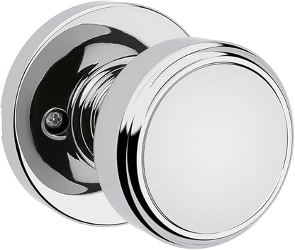 Kwikset Maven Dummy Door Knob, Single Sided Handle for Closets, French Double Doors, and Pantry, Polished Chrome Non-Turning Round Interior Push/Pull Door Knob, with Microban Protection