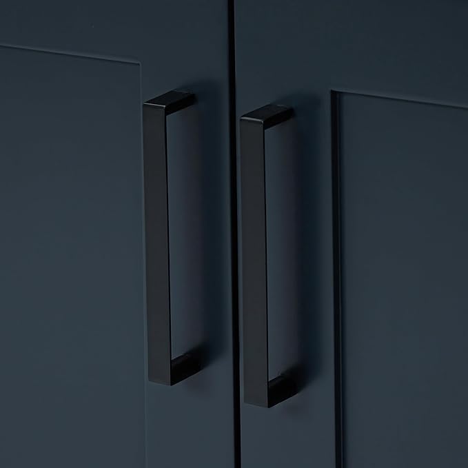 ARIEL Hepburn 60-inch Bathroom Vanity with Sink,Solid Wood, 1.5-inch Carbon Black Quartz Countertop, Double Rectangular Porcelain Sink, Soft Closing Doors, Dovetail Drawers, Midnight Blue