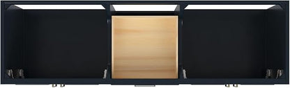 ARIEL Stafford 72-inch Bathroom Vanity with Sink,Solid Wood, 1.5-inch Italian Carrara Marble Countertop, Double Rectangular Porcelain Sink, 4 Soft Closing Doors, 6 Dovetail Drawers, Midnight Blue