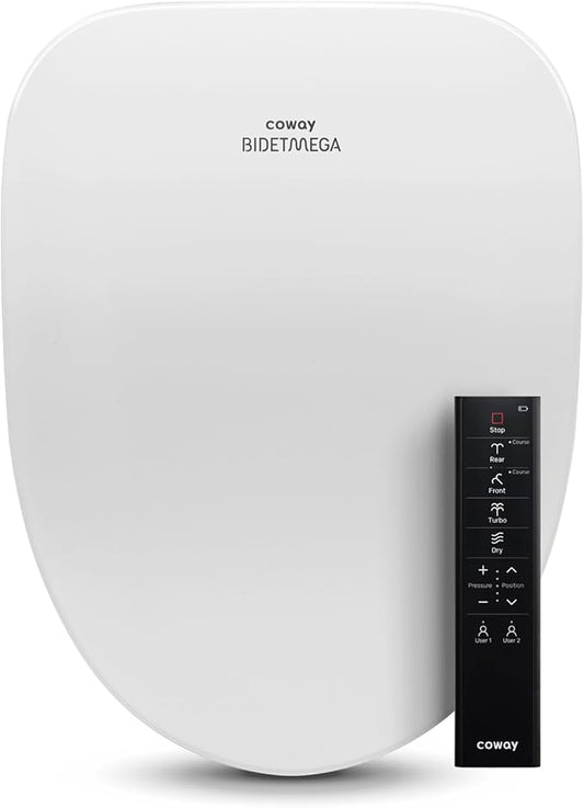 Coway Electronic Bidet Elongated Toilet Seat with Instantaneous Water Heating, Heated Seat and Dryer, Soft Close Lid, Stainless Nozzle, Self Cleaning, Remote Control 400S