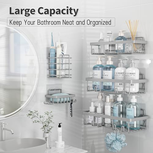 Liuoud 10 Pack Shower Caddy for Inside Shower, Grey Bathroom Storage Decor