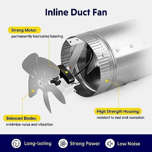 iPower 6 Inch Inline Booster Duct Fan with Speed Controller, 240 CFM HVAC Exhaust Ventilation Blower, Low Noise for Grow Tent, Attics, Basements, Bathrooms and Kitchens