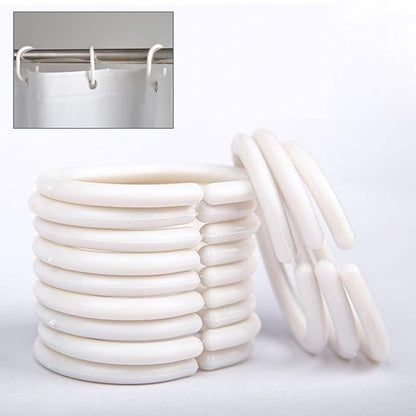 White (72x72 Inches) Fabric Shower Curtain Liners Hotel Quality Machine Washable Bath Bathroom w/12pcs Hooks