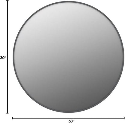 Antok 30 Inch Round Mirror for Wall, Round Bathroom Mirror, Circle Wall Mirrors with Black Metal Frame, Circle Mirrors Suitable for Wall, Bathroom, Vanity, Living Room, Entryway